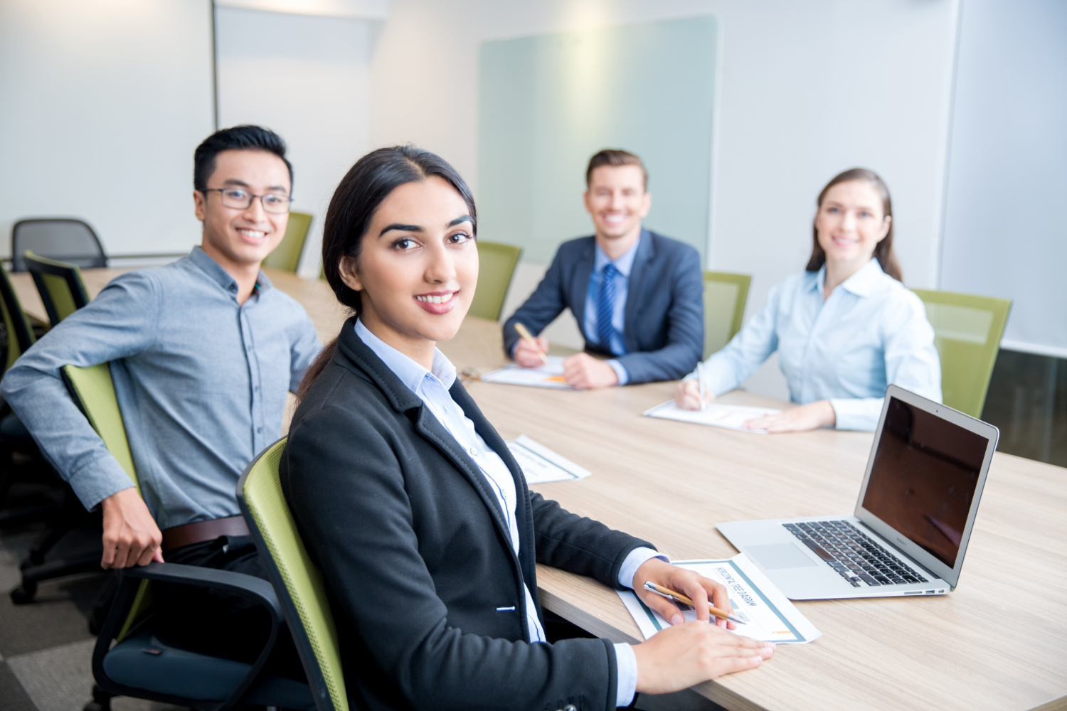 Office and administrative consultants in a client boardroom meeting in Chennai